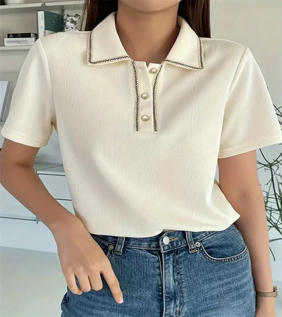 Winnie - T-Shirt mit Knopfverschluss in reinen Farben Freizeithemd für Frühling und Sommer