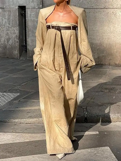 Yezzy - neue Damenmode Jumpsuits ohne Kragen und lange Ärmel