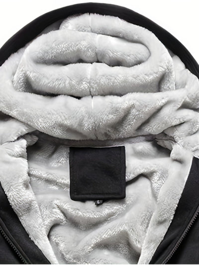 Winterwarme Fleece-Kapuzenjacke mit Reißverschluss