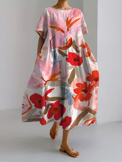 Dayana - lockeres Freizeitkleid für Frauen im Retro-Blumenmuster