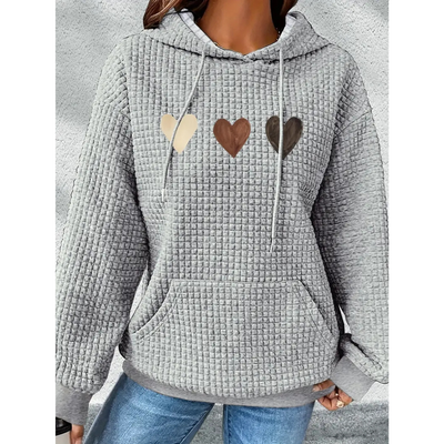 Tindayana | Damen Herzförmiger bedruckter Kapuzenpulli | Warme