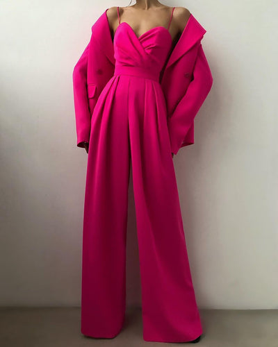 Saige - Jumpsuit mit hoher Taille und geradem Bein und dünnen Trägern