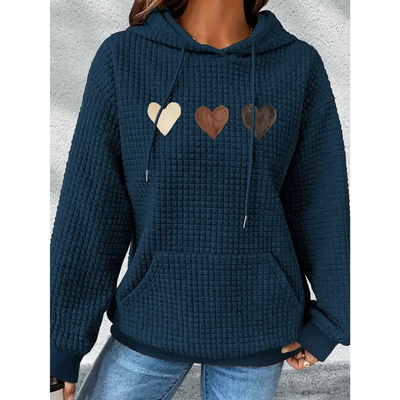 Tindayana | Damen Herzförmiger bedruckter Kapuzenpulli | Warme