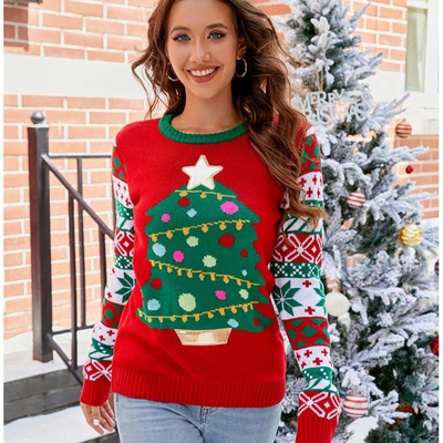 Zunira | Damen Bequeme Warme Weihnachtspulli | 2024