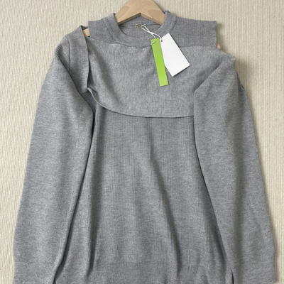 Karliena - Grauer monochromer langärmeliger Pullover