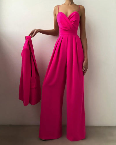Saige - Jumpsuit mit hoher Taille und geradem Bein und dünnen Trägern