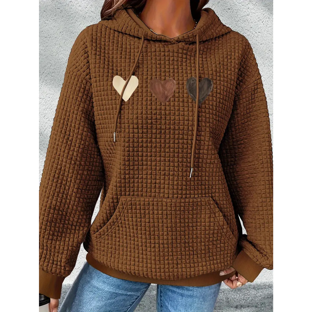 Tindayana | Damen Herzförmiger bedruckter Kapuzenpulli | Warme