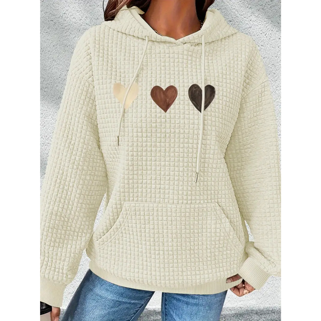 Tindayana | Damen Herzförmiger bedruckter Kapuzenpulli | Warme