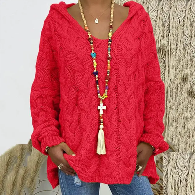 Fionnuala - Kapuzenpullover aus Zopfstrick für Frauen