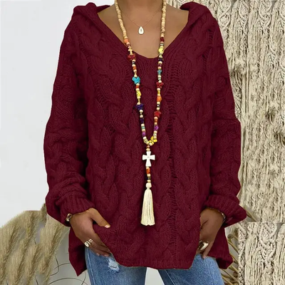 Fionnuala - Kapuzenpullover aus Zopfstrick für Frauen