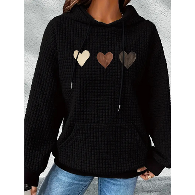 Tindayana | Damen Herzförmiger bedruckter Kapuzenpulli | Warme