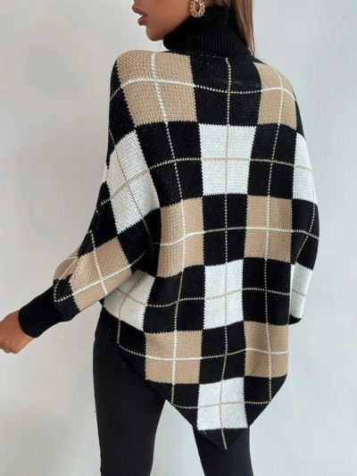 Charine - eleganter Pullover mit geometrischem Muster und hohem Ausschnitt