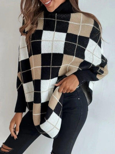 Charine - eleganter Pullover mit geometrischem Muster und hohem Ausschnitt