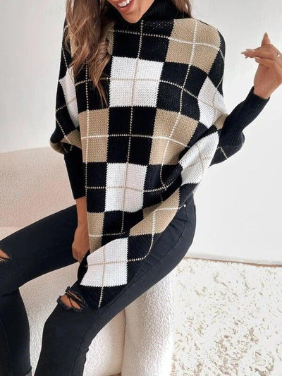 Charine - eleganter Pullover mit geometrischem Muster und hohem Ausschnitt