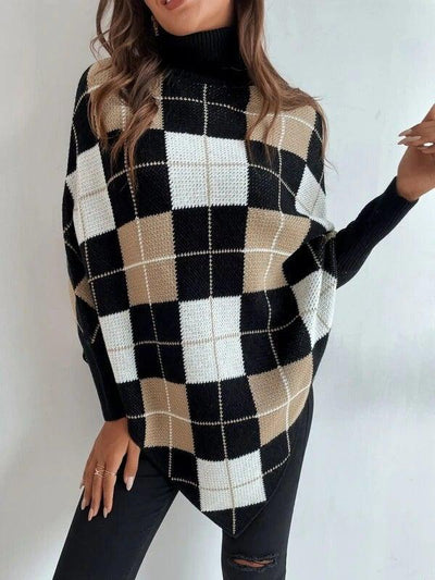 Charine - eleganter Pullover mit geometrischem Muster und hohem Ausschnitt