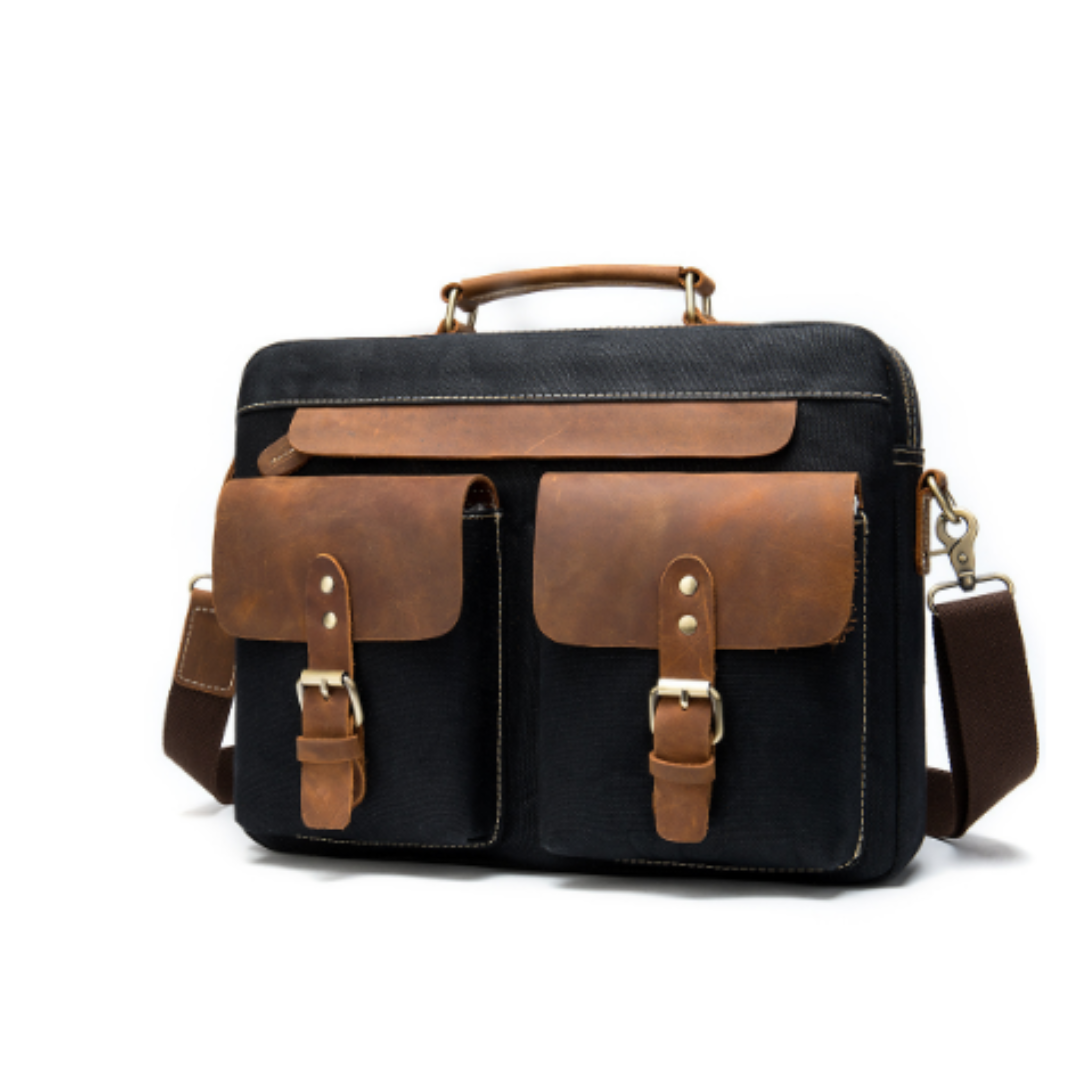Hulsen | Herren Vintage Leinwand Umhänge Tasche | Geräumig
