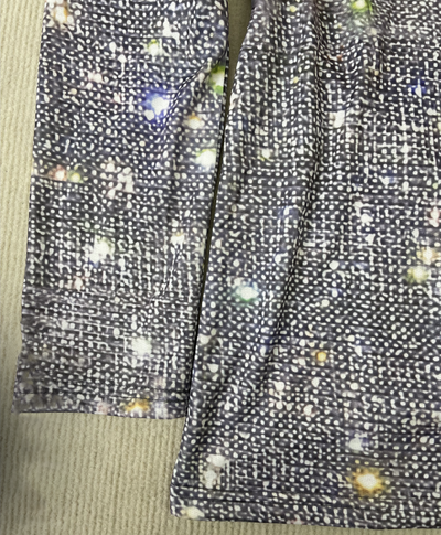 Hoya - silberfarbenes Metallic-Discoflitter-Top mit V-Ausschnitt und langen Ärmeln