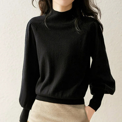 Paffery | Damen Elegantes Strick Pullover | Puffärmeln