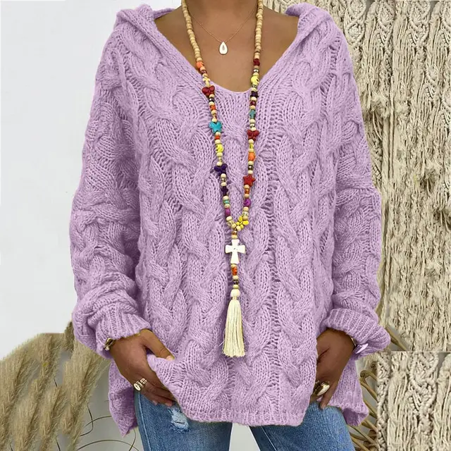 Fionnuala - Kapuzenpullover aus Zopfstrick für Frauen