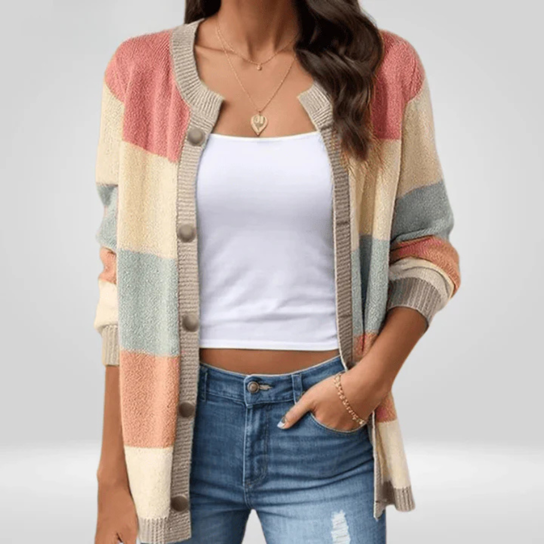 Lottenia | Damen Knopf Daunen Strickjacke | Bequeme