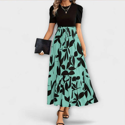 Luna - Floral Printed Summer Dress with Round Neckline