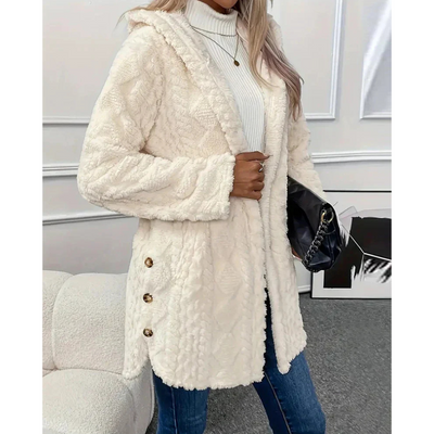 Preten | Damen Warme Kapuzen Strickjacke | Lange