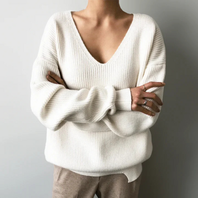 Emmla | Damen Warme V-Ausschnitt Pullover | Langarm