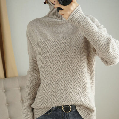 Gal - Chevron Langarm-Pullover mit hohem Halsausschnitt