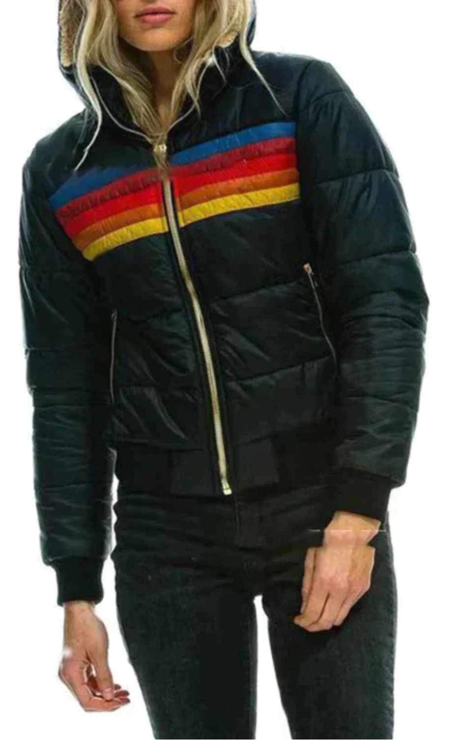 Nora - fröhliche Pufferjacke mit Retro-Streifen für einen lässigen, abenteuerlichen Look