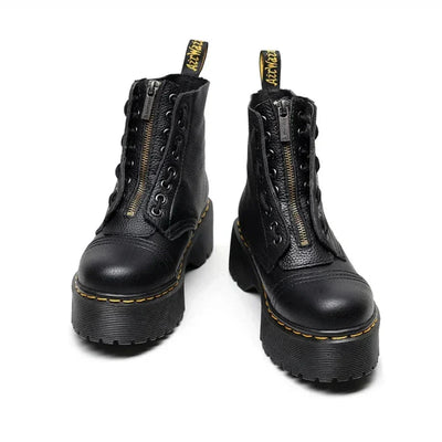 Delicomen | Damen Klassische Plattform Stiefel | Reißverschluss