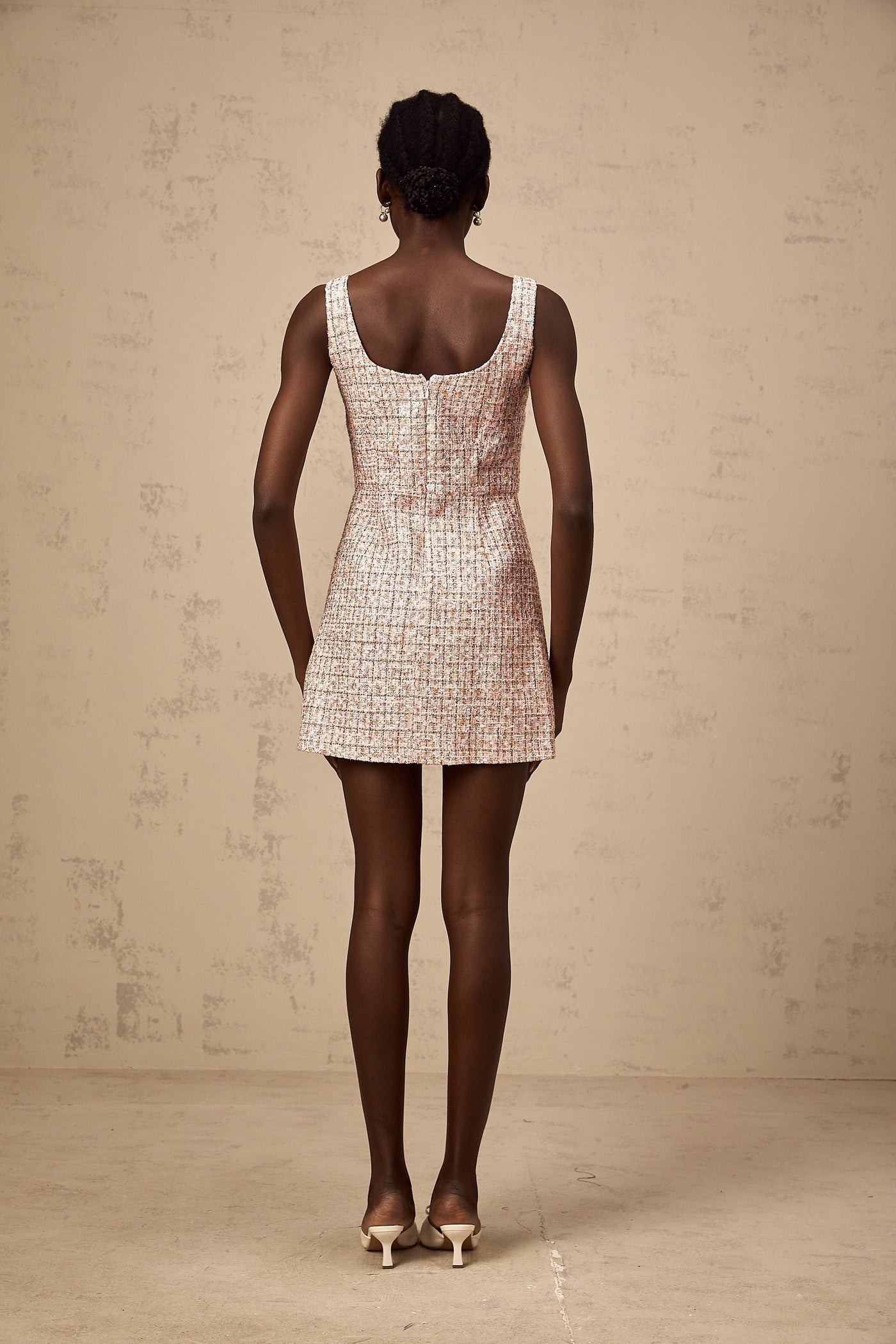 Aoife Rosa verschönertes Tweed-Minikleid