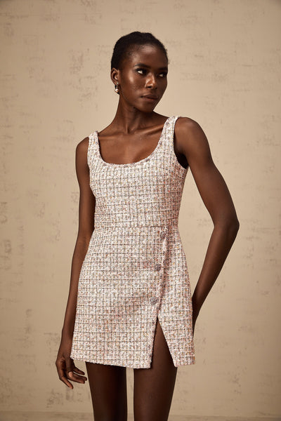 Aoife Rosa verschönertes Tweed-Minikleid