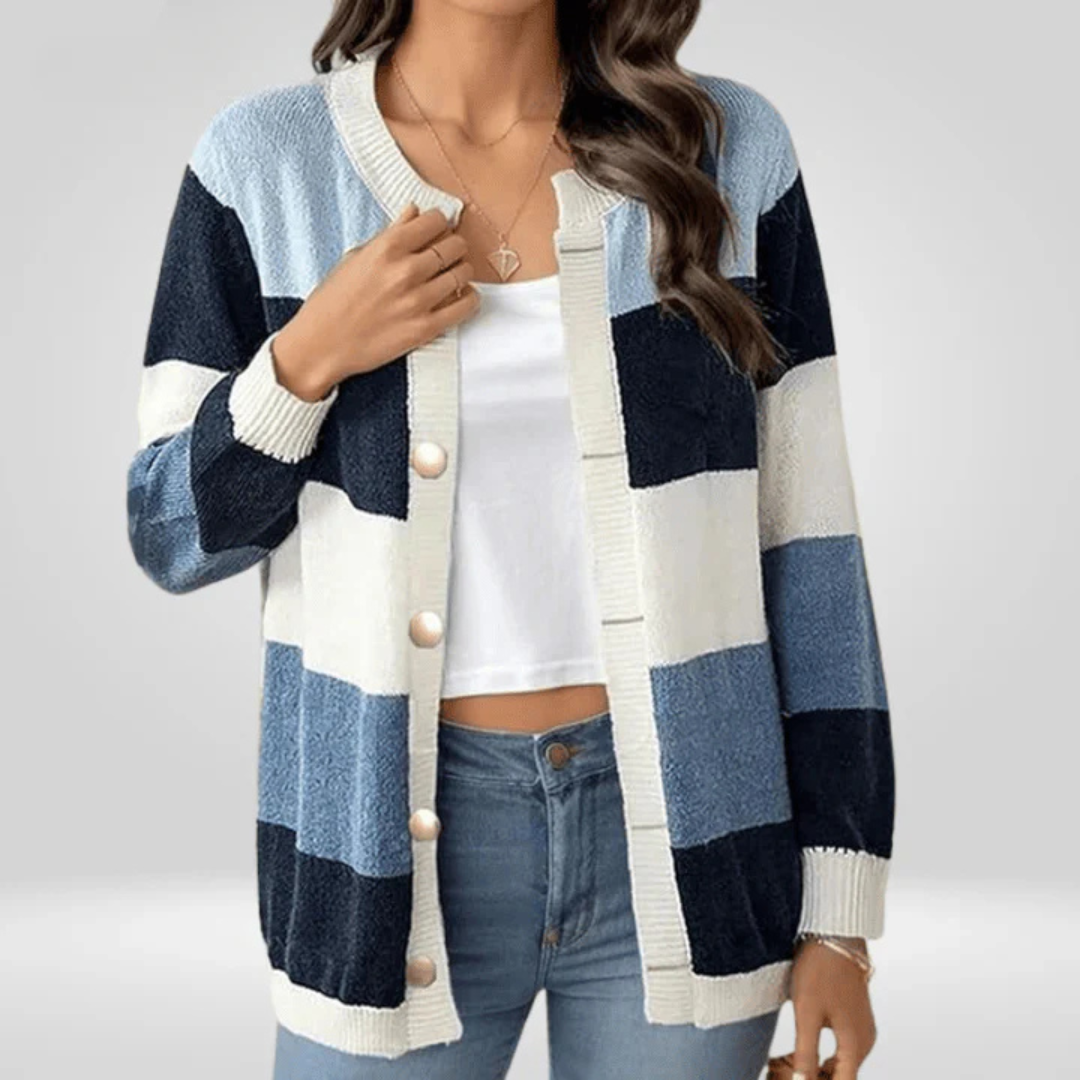 Lottenia | Damen Knopf Daunen Strickjacke | Bequeme