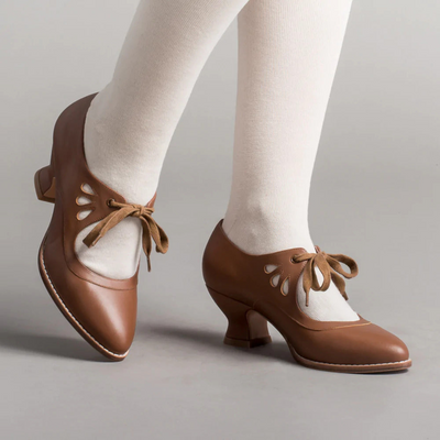 Vintage-Schnürschuhe mit Absatz Für Damen