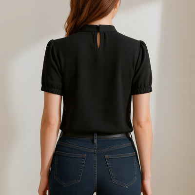 Belana – Lässige Plissee Bluse Mit Geteilten Ärmeln