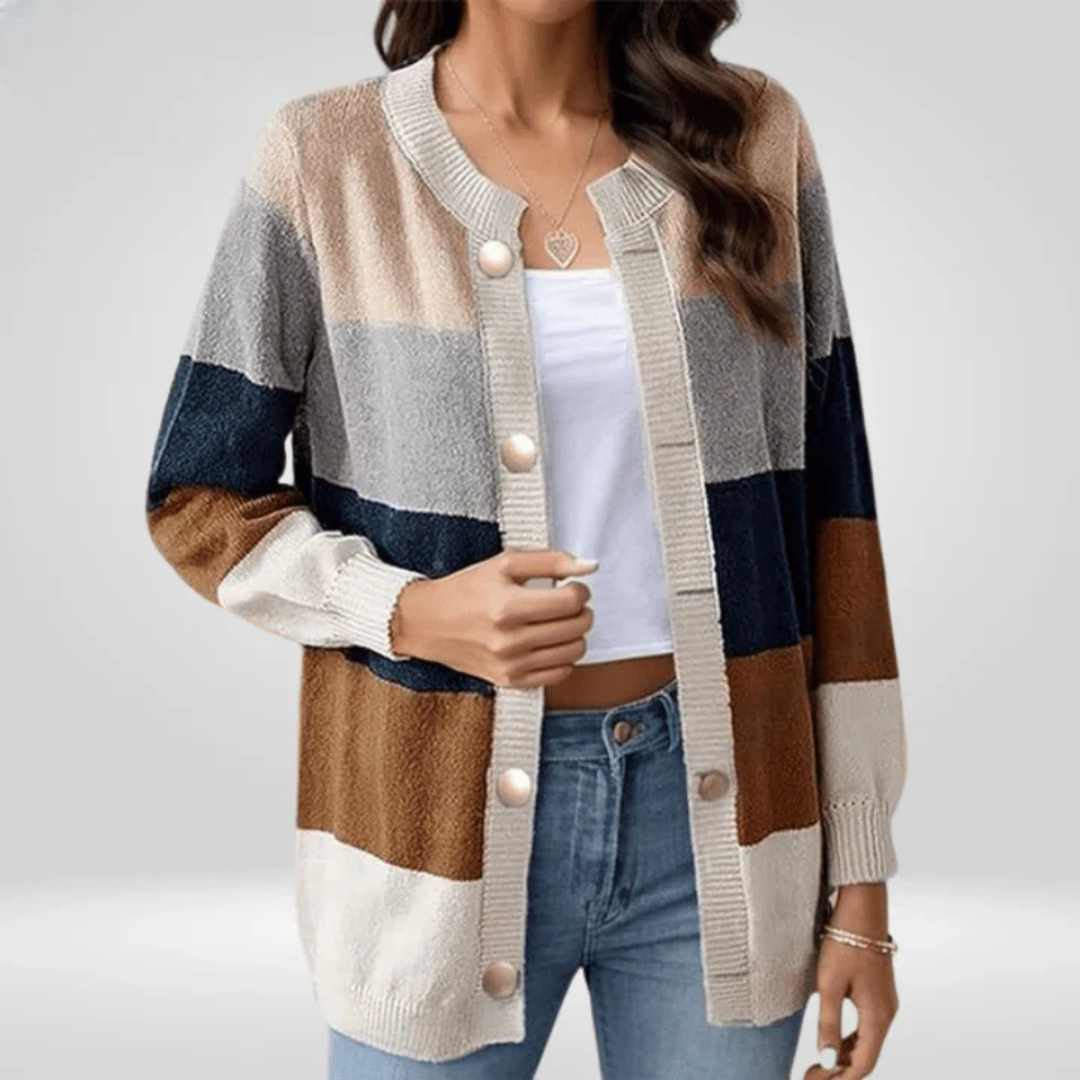Lottenia | Damen Knopf Daunen Strickjacke | Bequeme