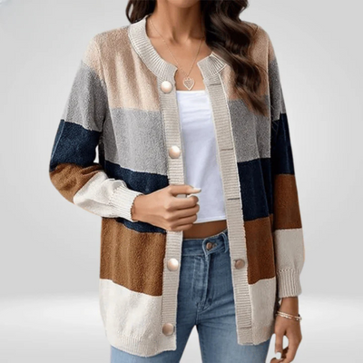 Lottenia | Damen Knopf Daunen Strickjacke | Bequeme