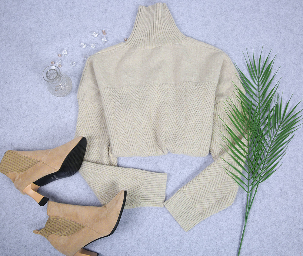 Gal - Chevron Langarm-Pullover mit hohem Halsausschnitt