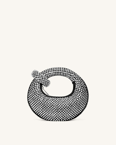 Abacus Artificial Crystal Mini Top Handle Bag - Schwarz