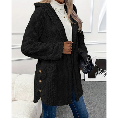 Preten | Damen Warme Kapuzen Strickjacke | Lange