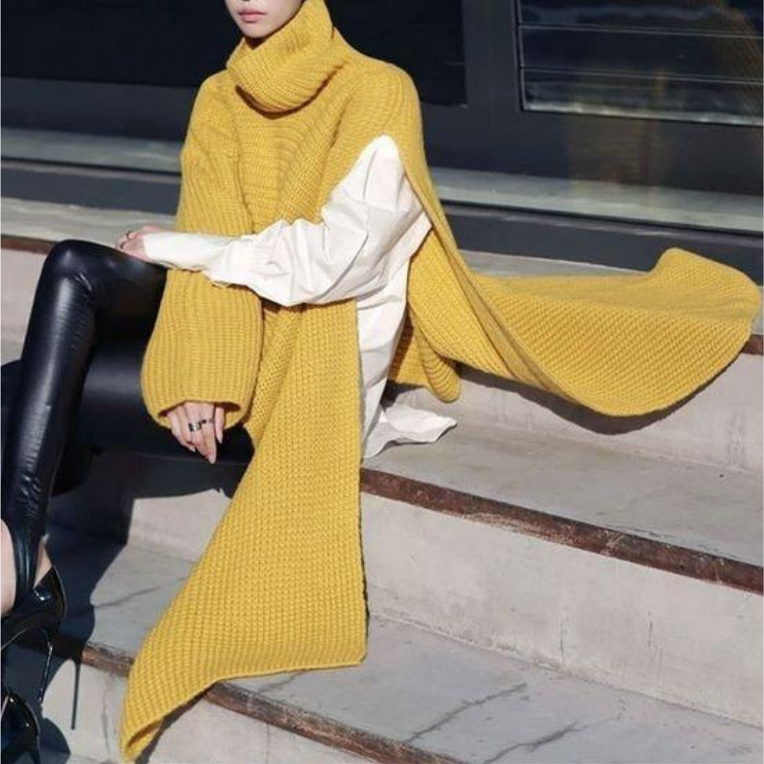 Olivete | Damen Langem Umhang Pullover | Warme