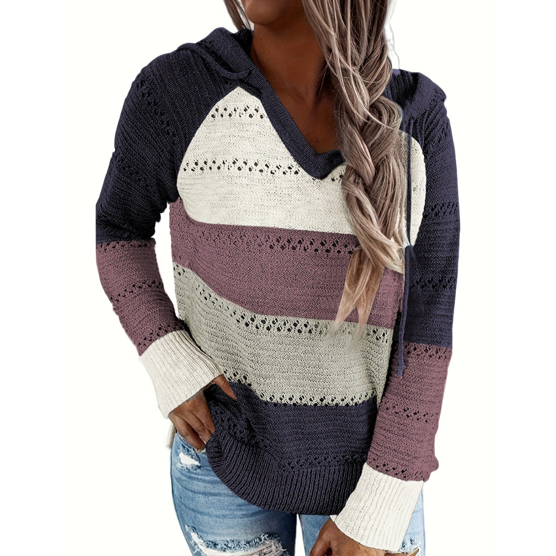 Zulfira | Damen Langarm Knitted Kapuzenpulli | Warme