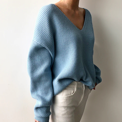 Emmla | Damen Warme V-Ausschnitt Pullover | Langarm