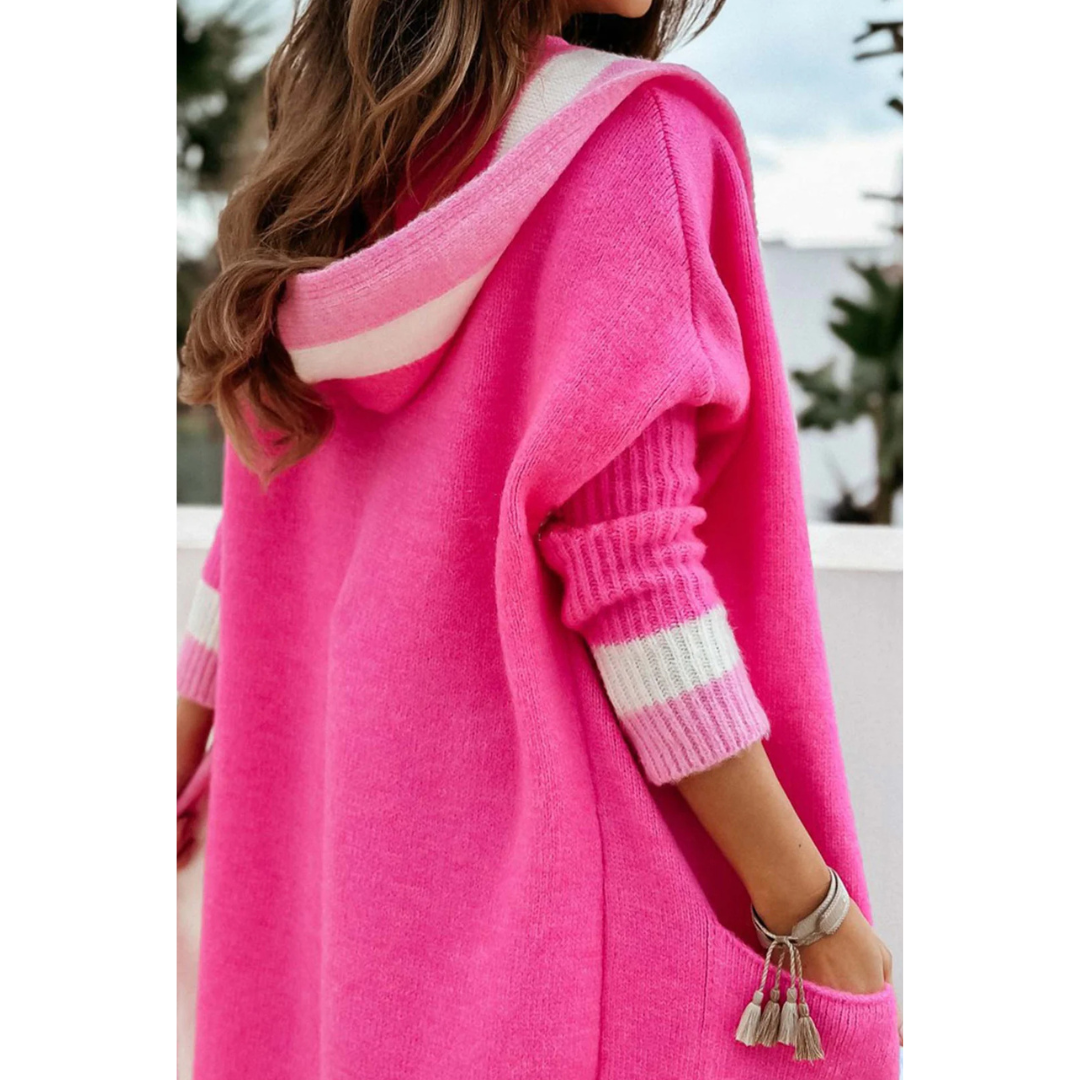 Xania | Damen Lange Kapuzen Strickjacke | Warme