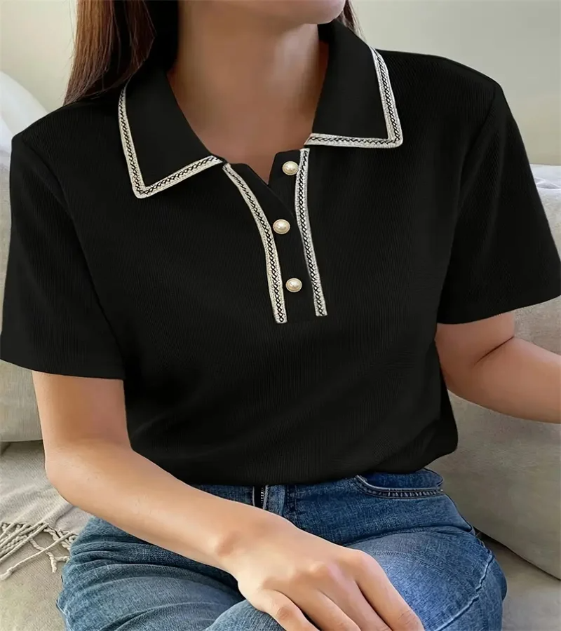 Winnie - T-Shirt mit Knopfverschluss in reinen Farben Freizeithemd für Frühling und Sommer