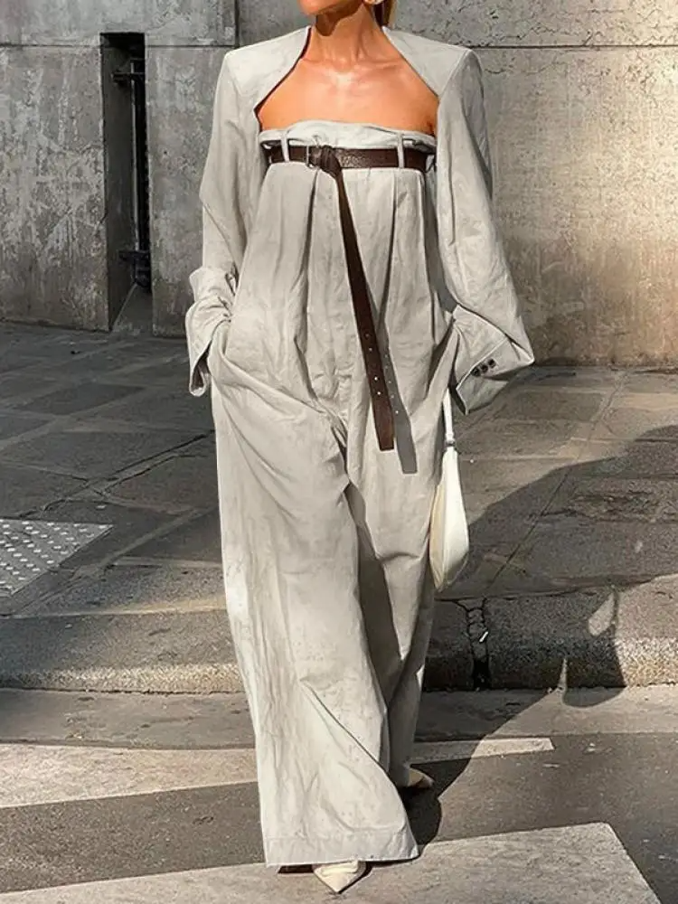 Yezzy - neue Damenmode Jumpsuits ohne Kragen und lange Ärmel