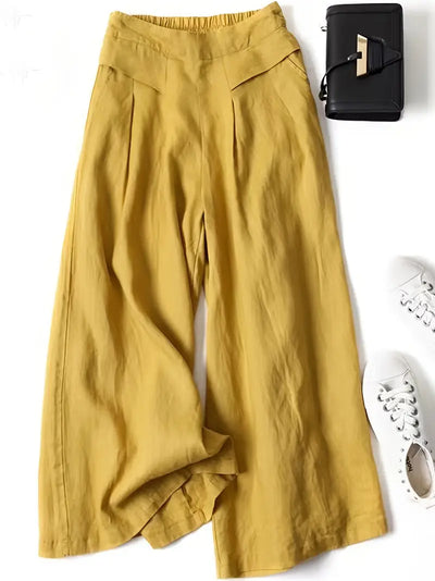 Anina - Weite Beine Leinen Hose