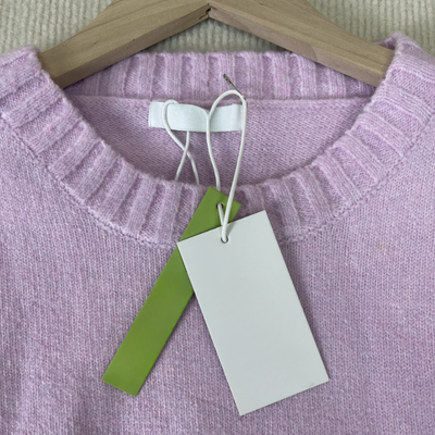 Pearlie -Rosa einfarbig Langarm Pullover mit Rundhalsausschnitt