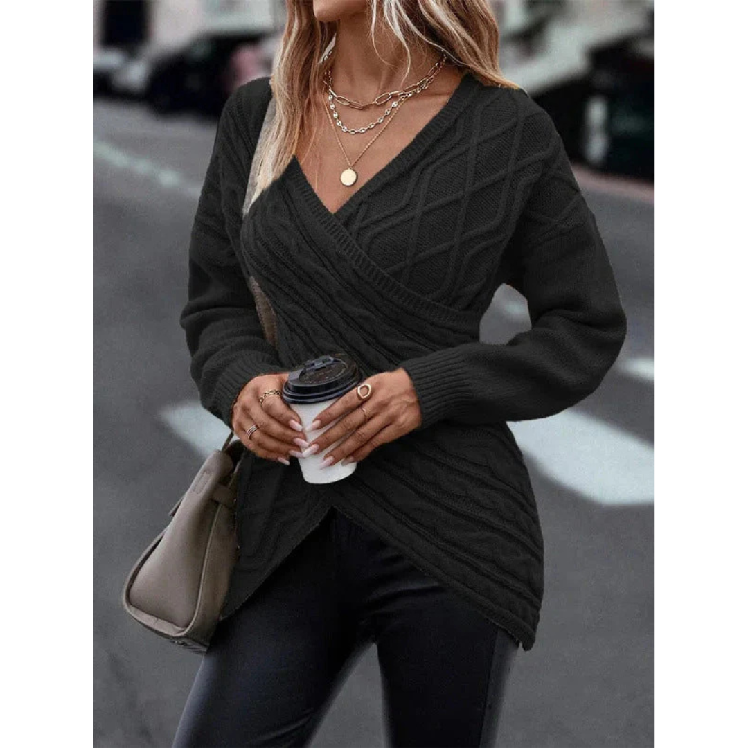 Mototem | Damen Strick V-Ausschnitt Pullover | Langarm