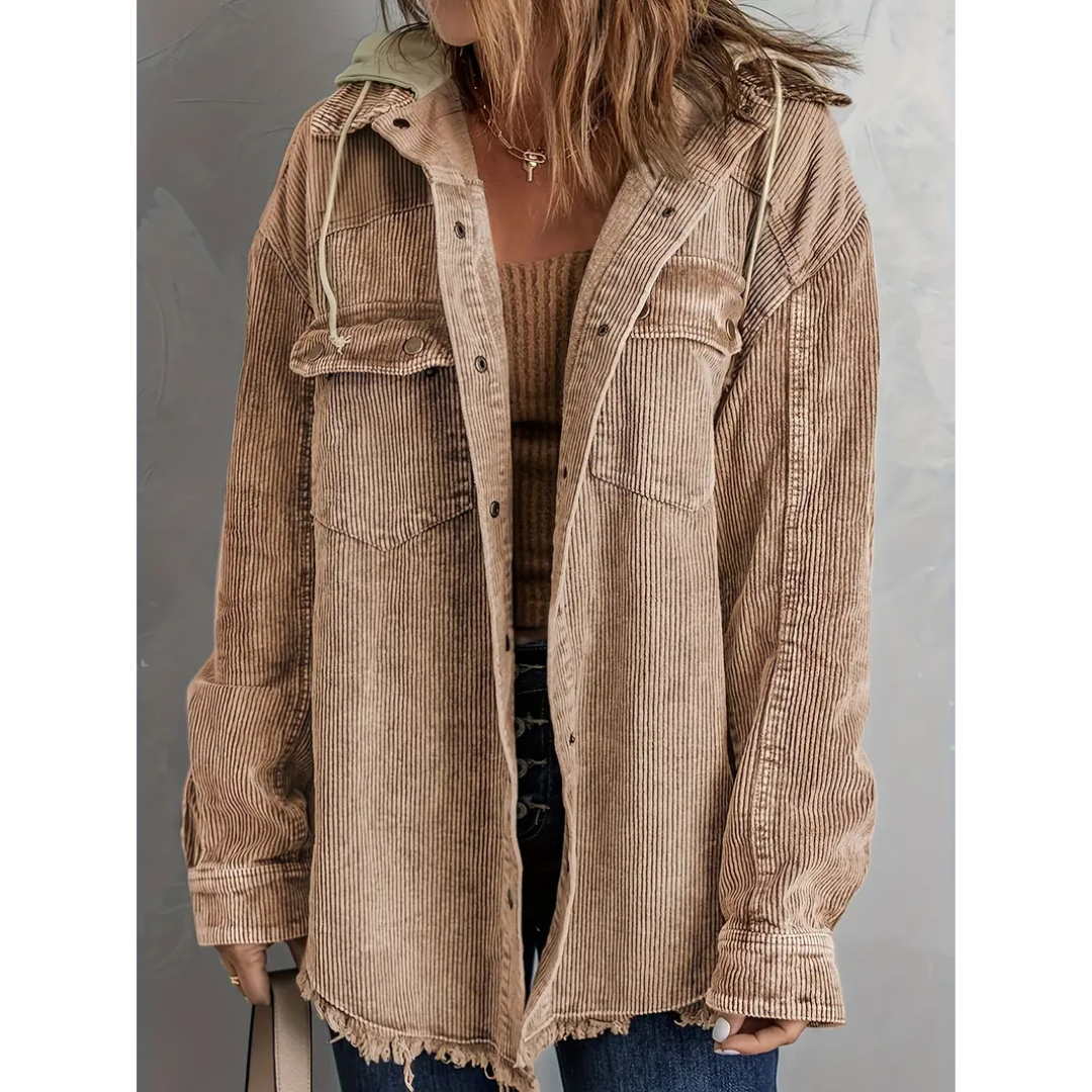 Amma | Damen Winter Langarm Knopf Daunen Jacke | Kapuze